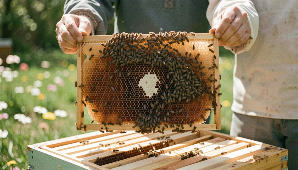 Un box de chenil propre et vide, panier en osier au sol, gamelle en inox, lumière douce de fin d’après-midi entrant par une porte entrouverte, cadrage serré sur le panier.